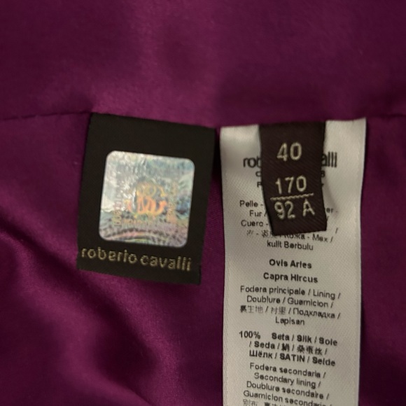 ROBERTO CAVALLI Fringed Nappa Leather Jacket In Purple, size IT40 - Picture 8 of 10